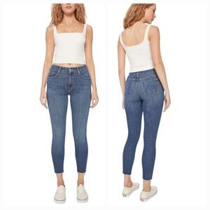 MOTHER Looker Ankle Frayed Hem Blue Jeans Size 27